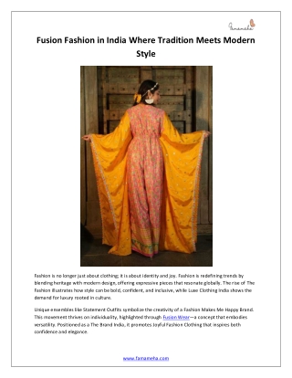 Fusion Fashion in India Where Tradition Meets Modern Style