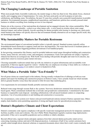 Eco-Friendly Options for Portable Washroom Rental in Denton