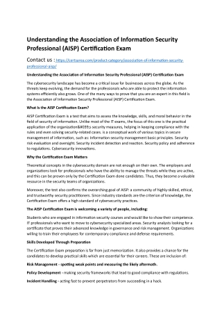 Understanding the Association of Information Security Professional (AISP) Certification Exam
