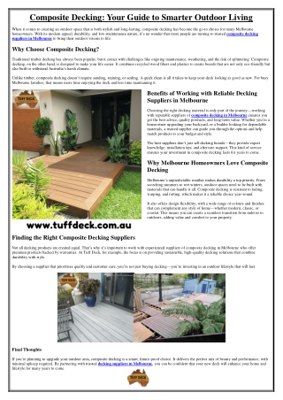 Composite Decking Your Guide to Smarter Outdoor Living