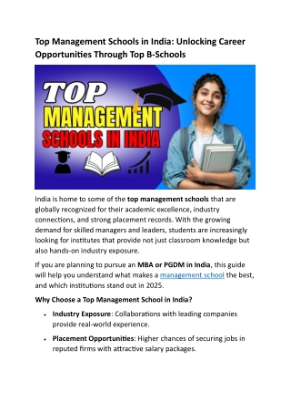 Top Management Schools in India