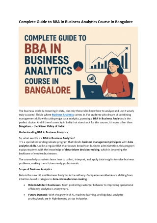 Complete Guide to BBA in Business Analytics Course in Bangalore