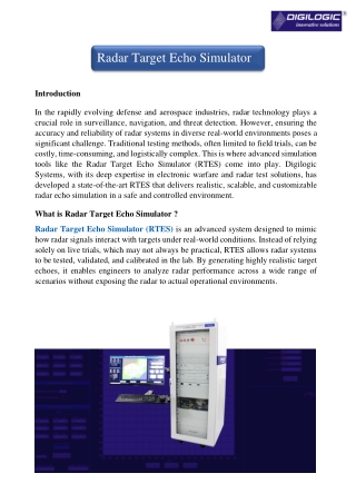 Radar Target Echo Simulator Digilogic Systems