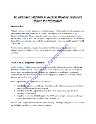 E3 Inspector California vs Regular Building Inspector