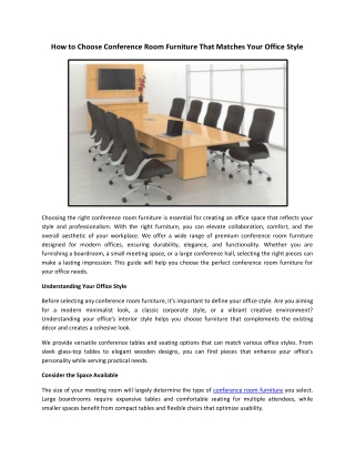 How to Choose Conference Room Furniture That Matches Your Office Style