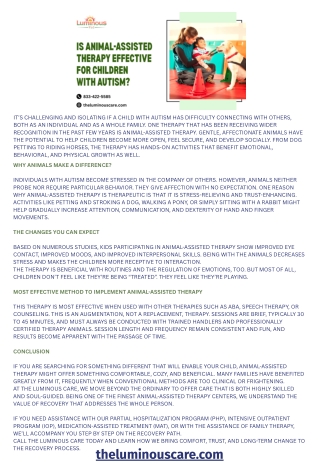Is Animal-Assisted Therapy Effective for Children with Autism