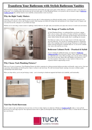 Transform Your Bathroom with Stylish Bathroom Vanities