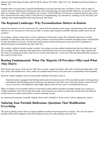 How to Customize Your Portable Toilet Experience in Denton, Texas