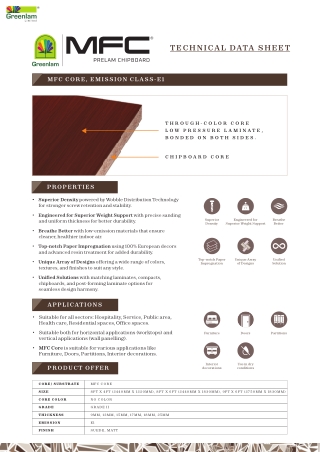 Technical Data Sheet Core E1 | Greenlam MFC