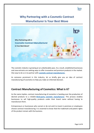 Why Partnering with a Cosmetic Contract Manufacturer Is Your Best Move?