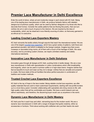Premier Lace Manufacturer in Delhi Excellence