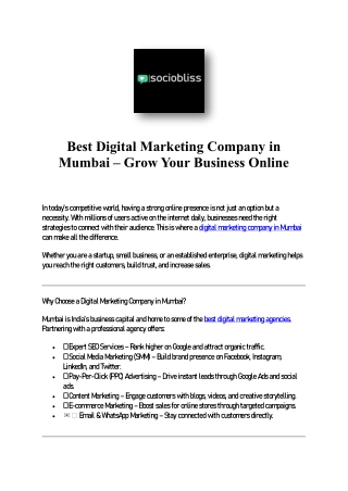 Best Digital Marketing Company in Mumbai – Grow Your Business Online