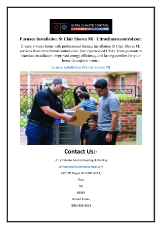 Furnace Installation St Clair Shores Mi | Ultraclimatecontrol.com