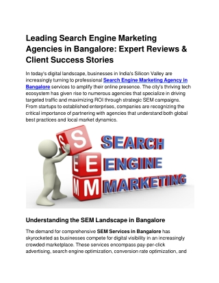 Leading Search Engine Marketing Agencies in Bangalore_ Expert Reviews & Client Success Stories