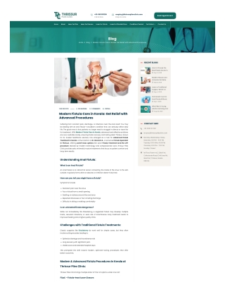 Modern Fistula Care in Kerala Get Relief with Advanced Procedures