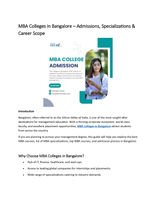 MBA Colleges in Bangalore | Best MBA Courses & Specializations