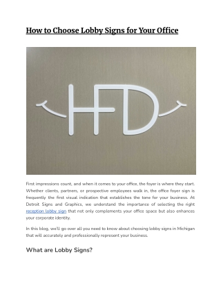 How to Choose Lobby Signs for Your Office