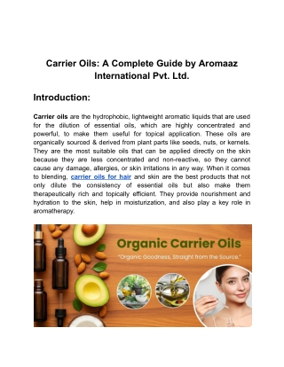 Carrier Oils_ A Complete Guide by Aromaaz International Pvt