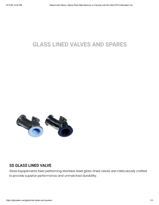 Glasslined Valves & Spares in Canada & USA | Glasskem