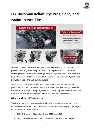 LLY Duramax Reliability Pros, Cons, and Maintenance Tips