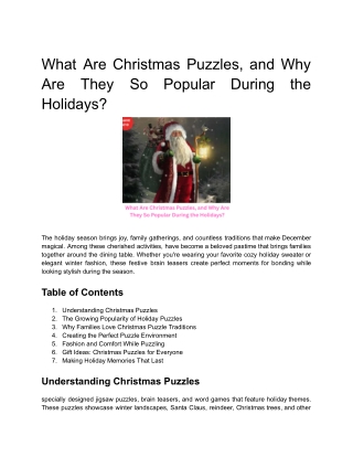 What Are Christmas Puzzles, and Why Are They So Popular During the Holidays?
