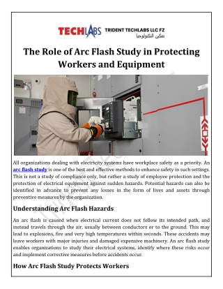 The Role of Arc Flash Study in Protecting Workers and Equipment