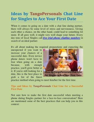 First Date Success Tips from TangoPersonals Chat Line for Local Singles