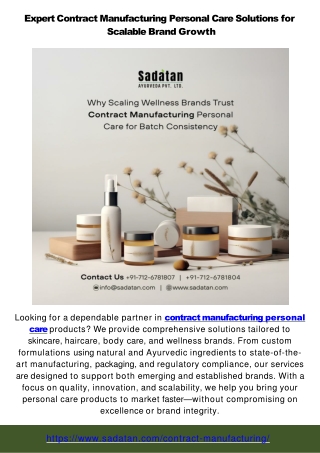 Contract Manufacturing Personal Care and Private Label Skincare Solutions for Your Brand
