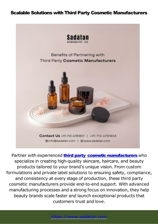 Third Party Cosmetic & Ayurvedic Manufacturing Company for Skincare