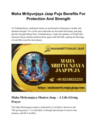 Maha Mrityunjaya Jaap Puja Benefits For Protection And Strength