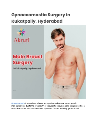 Gynaecomastia Surgery in Kukatpally, Hyderabad