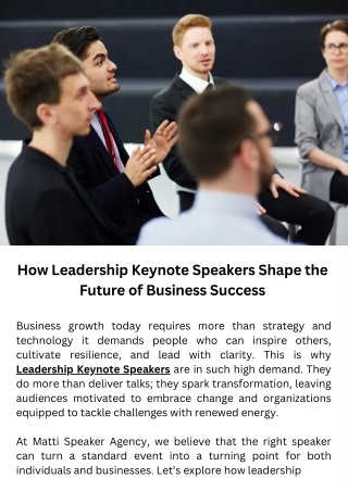 How Leadership Keynote Speakers Shape the Future of Business Success