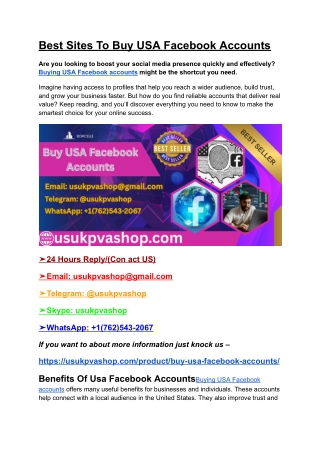 Best Sites To Buy USA Facebook Accounts