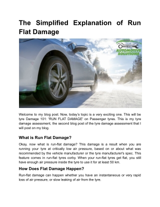 The Simplified Explanation of Run Flat Damage