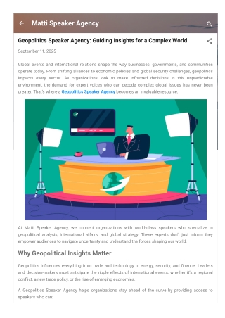 Geopolitics Speaker Agency :Guiding Insights for a Complex World