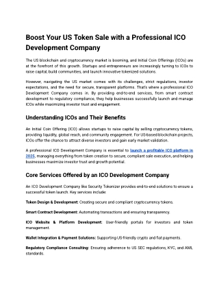 Boost Your US Token Sale with a Professional ICO Development Company