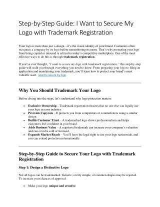 Step-by-Step Guide  I Want to Secure My Logo with Trademark Registration