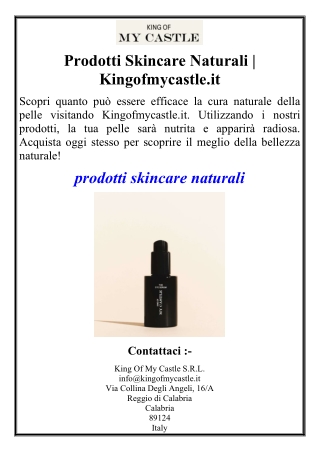 Prodotti Skincare Naturali | Kingofmycastle.it