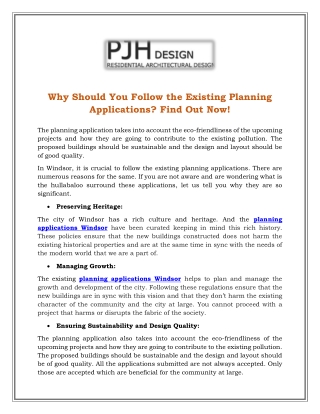 Why Should You Follow the Existing Planning Applications- Find Out Now
