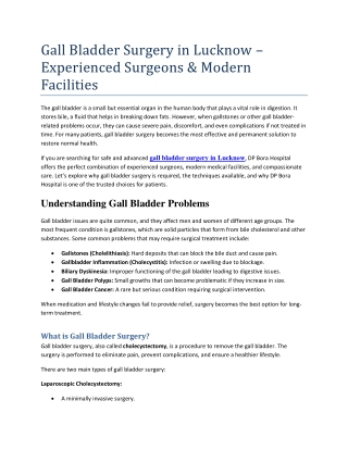 Gall Bladder Surgery in Lucknow Experienced Surgeons & Modern Facilities