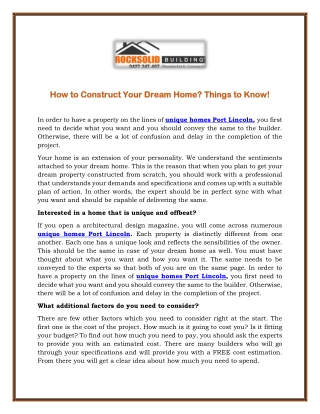 How to Construct Your Dream Home- Things to Know