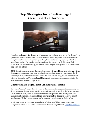 Top Strategies for Effective Legal Recruitment in Toronto
