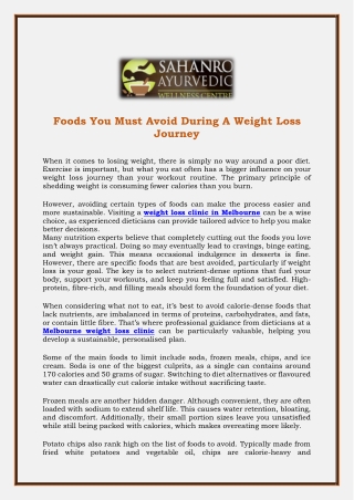 Foods You Must Avoid During A Weight Loss Journey