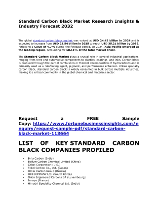 Standard Carbon Black Market Investment Opportunities & Outlook 2032