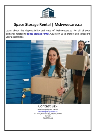 Space Storage Rental | Msbywecare.ca