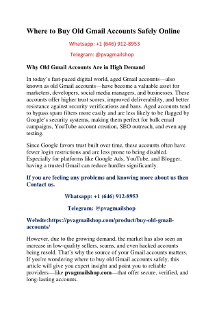 Where to Buy Old Gmail Accounts Safely Online