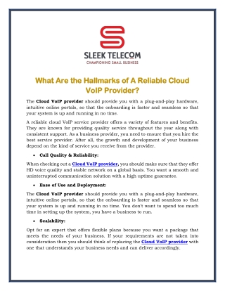 What Are the Hallmarks of A Reliable Cloud VoIP Provider