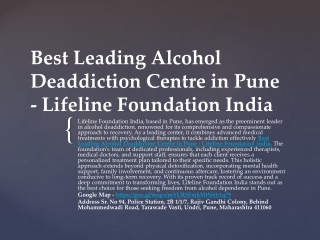 Premier Alcohol Rehabilitation In Pune - Lifeline Foundation India