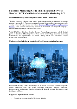 Salesforce Marketing Cloud Implementation Services.