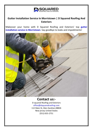 Gutter Installation Service In Morristown | D Squared Roofing And Exteriors